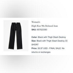 Abercrombie & Fitch Black Women's Jeans